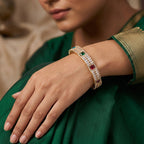 JS Fashion Elegant Cz Stone Wedding Wear Broad Bangles For Women | Grocsy