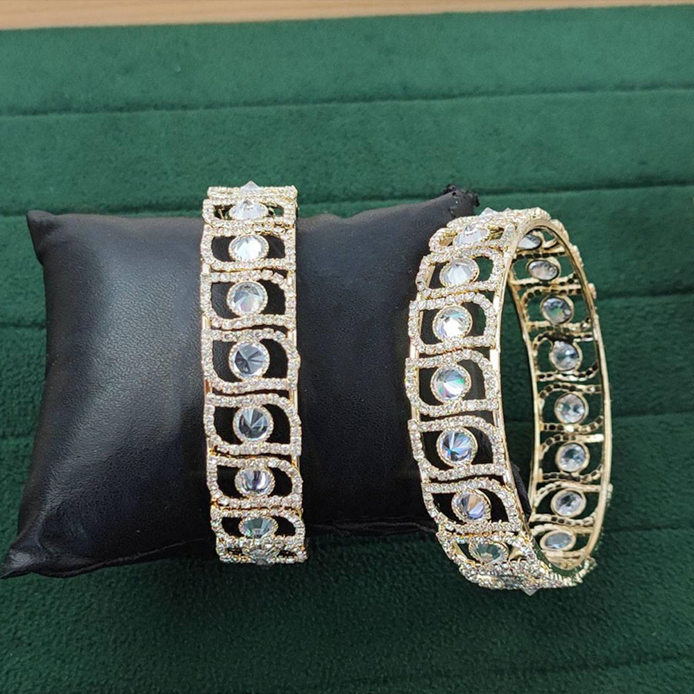 JS Fashion American Diamond Gold Finish Designer Bangles For Women | Grocsy
