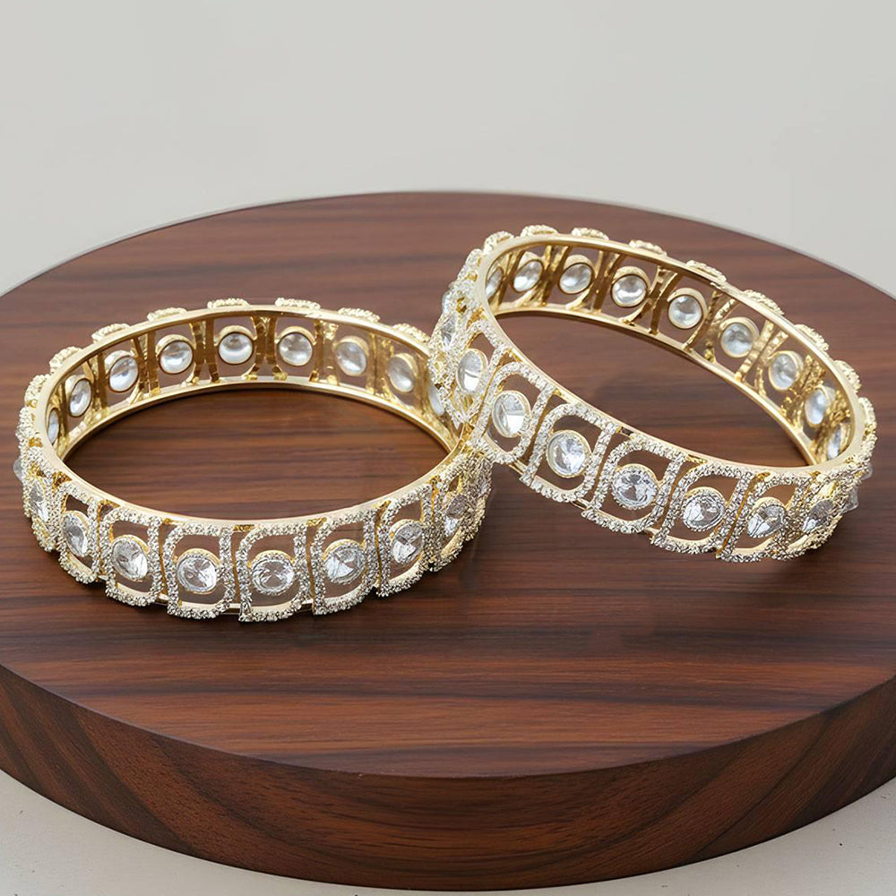 JS Fashion American Diamond Gold Finish Designer Bangles For Women | Grocsy