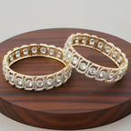 JS Fashion American Diamond Gold Finish Designer Bangles For Women | Grocsy