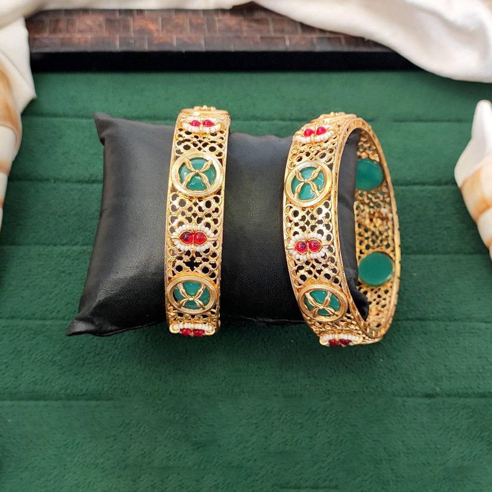 JS Fashion Traditional High Gold Bangles With Floral Jali Pattern | Grocsy