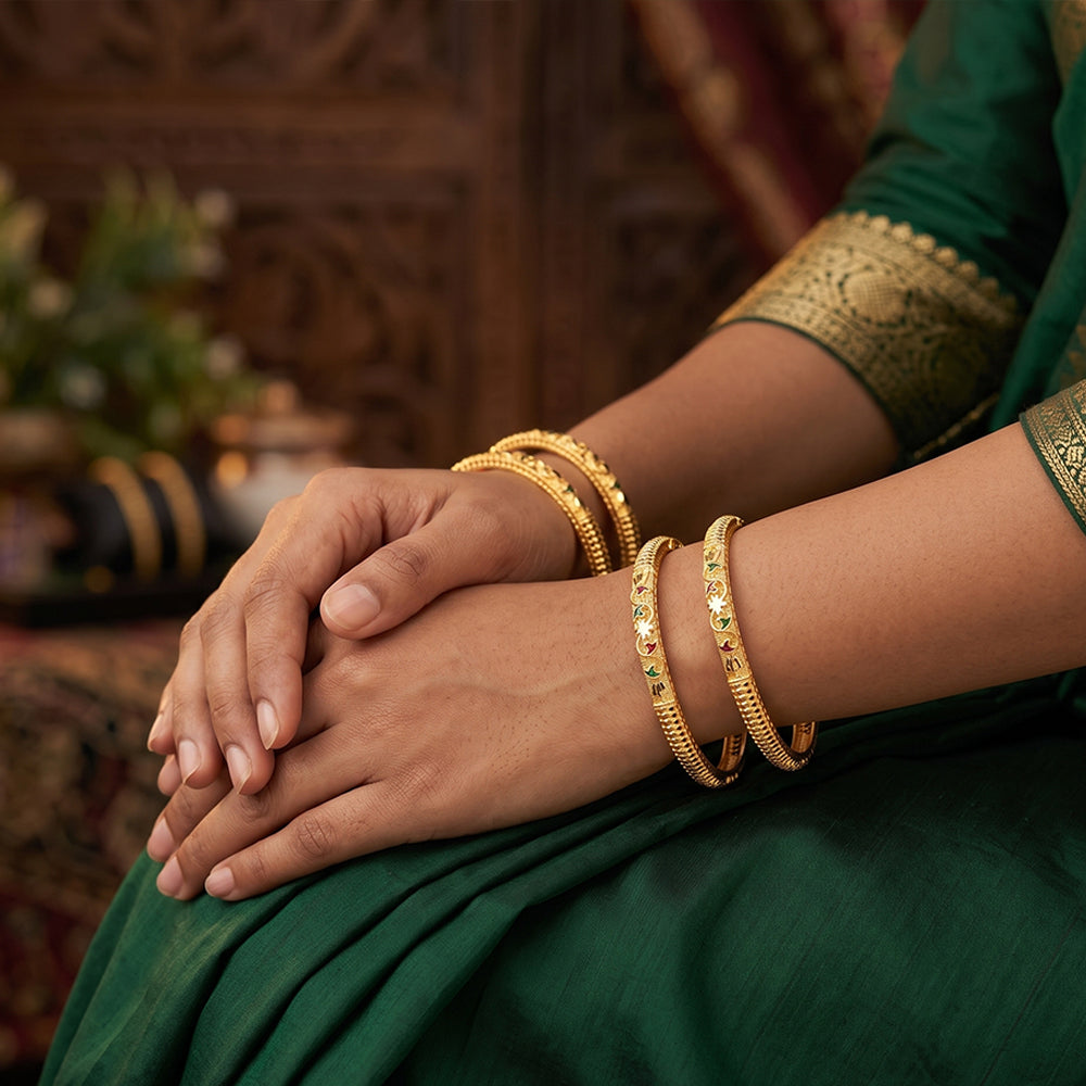 JS Fashion Antique Designer Bangles Set Traditional Style | Grocsy
