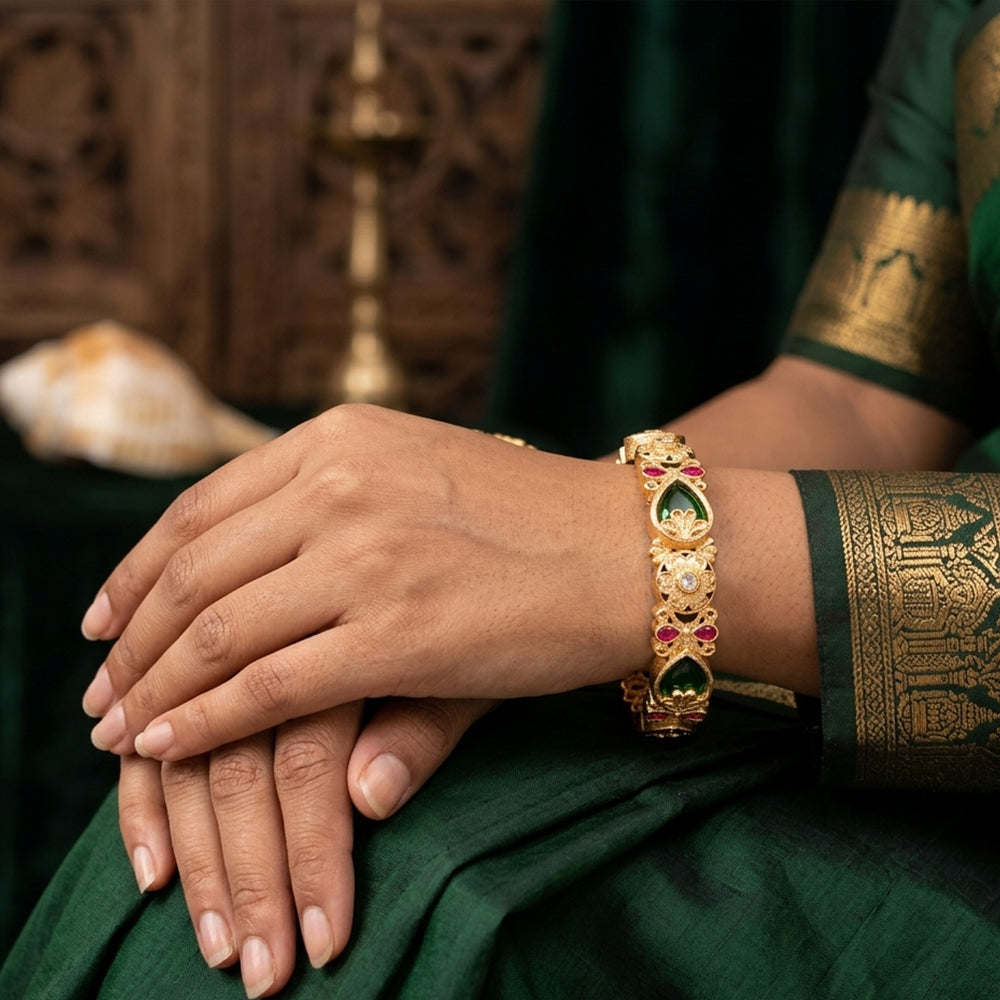 JS Fashion Designer Floral Pattern Bangles Set Wedding Wear Jewellery | Grocsy