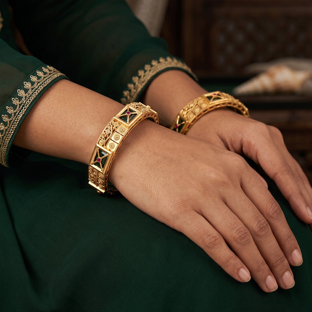 JS Fashion Designer Rajwadi Pattern Bangles Set Wedding Jewellery | Grocsy