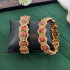 JS Fashion Antique Gold Lotus Design Bangles Set For Women | Grocsy