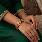 JS Fashion Antique Gold Lotus Design Bangles Set For Women | Grocsy