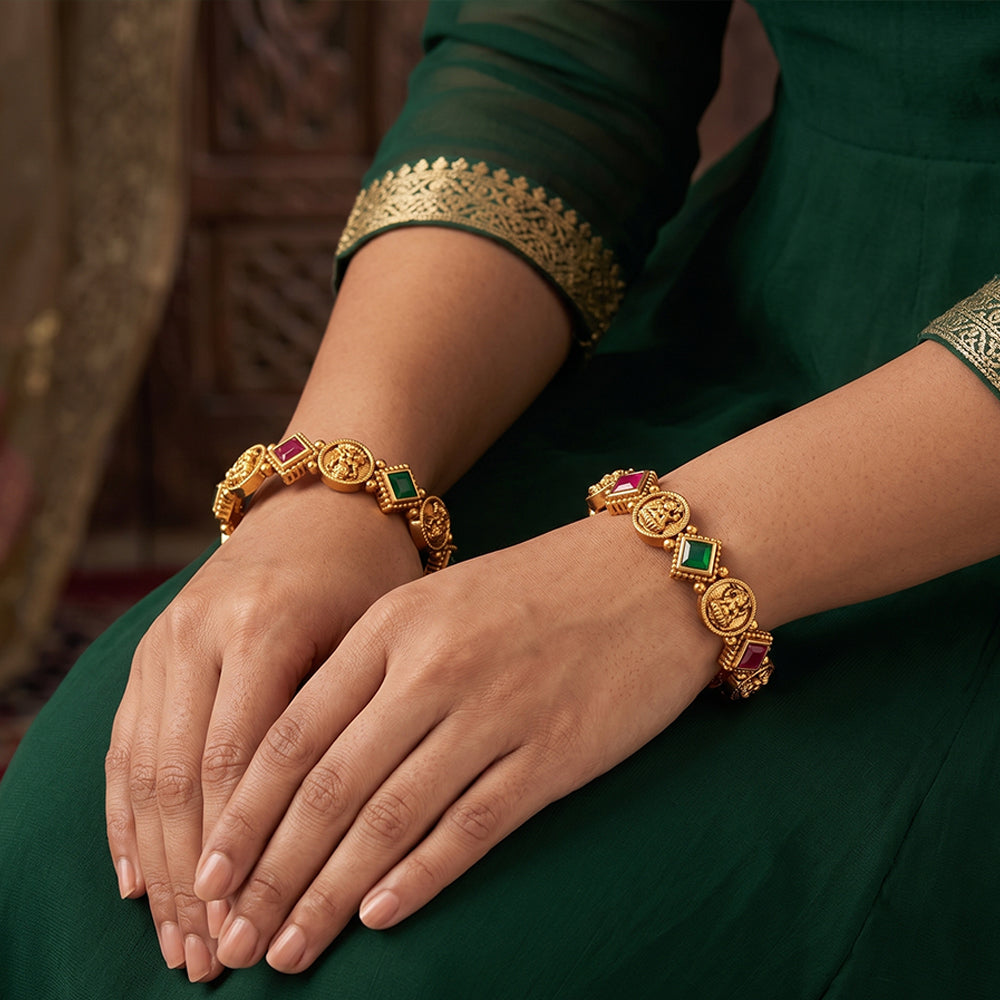 JS Fashion Premium Temple Style Coin Bangles For Women | Grocsy