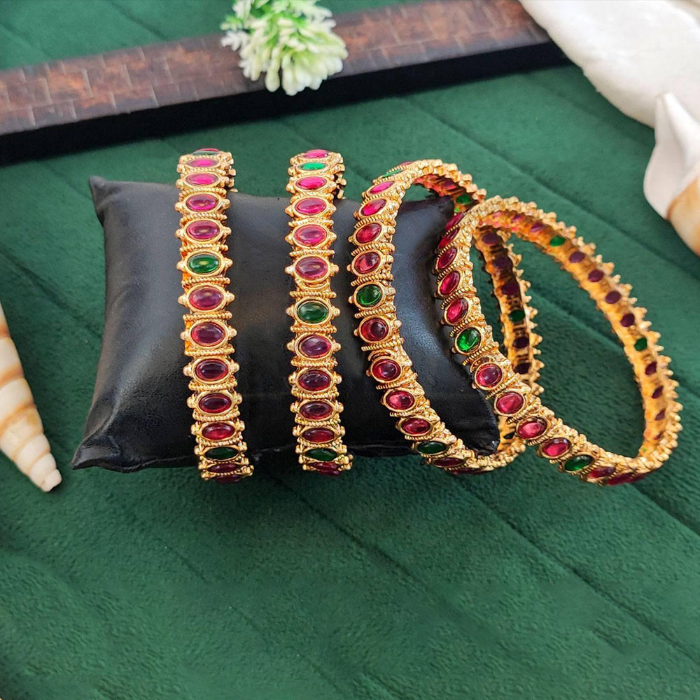 JS Fashion Ethnic High Gold Kemp Bangles Set For Festive Wear | Grocsy