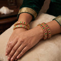 JS Fashion Ethnic High Gold Kemp Bangles Set For Festive Wear | Grocsy