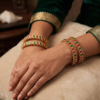 JS Fashion Ethnic High Gold Kemp Bangles Set For Festive Wear | Grocsy