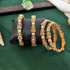 JS Fashion Premium Temple Style Lakshmi Pearl Bangles Set | Grocsy