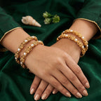 JS Fashion Premium Temple Style Lakshmi Pearl Bangles Set | Grocsy