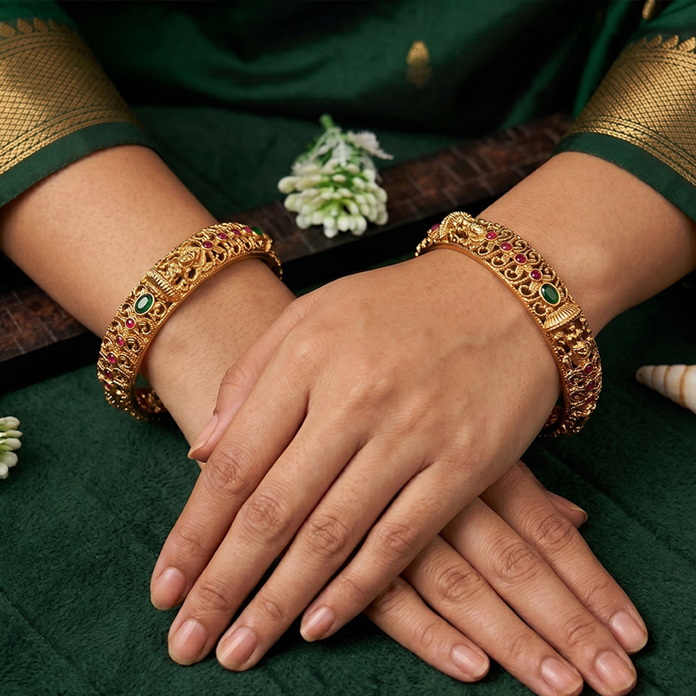 JS Fashion Ethnic Designer Temple Style Bangles For Women | Grocsy