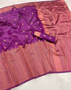 DEIANA'S Beautiful Designer Golden zari Soft Lichi Silk Saree - Wine | Grocsy