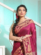 Exclusive Collection Beautiful Maroon Pure Cotton Woven Handloom Saree With Running Blouse Piece | Grocsy