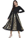 Ahalyaa Black Crepe Foil Printed Anarkali Kurta | Grocsy