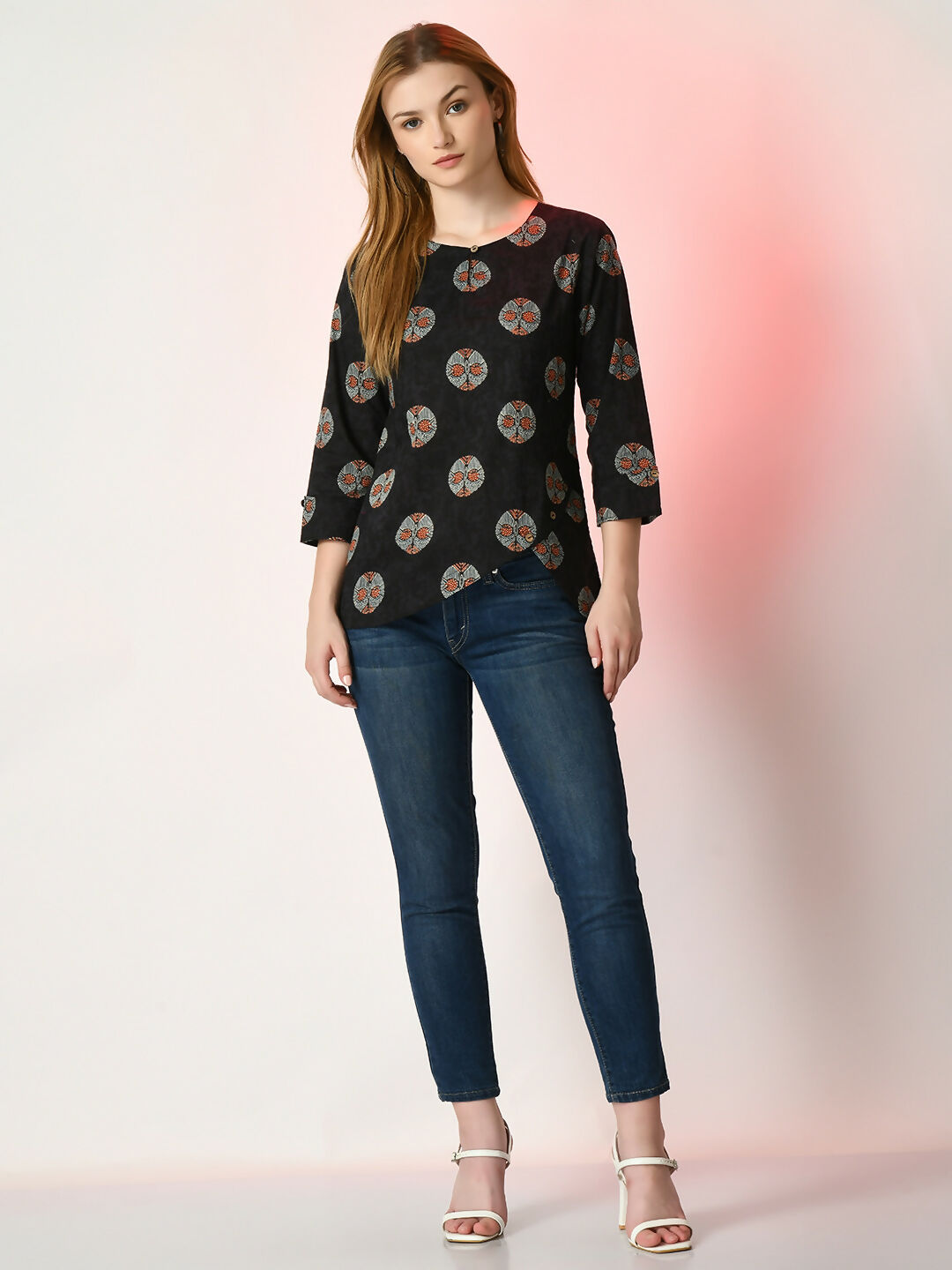 Myshka Women's Black Printed Top | Grocsy