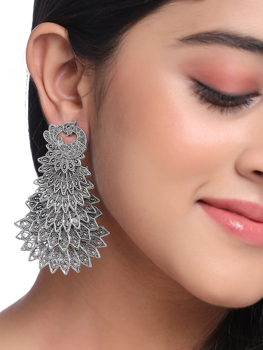NVR Women Silver Toned Contemporary Drop Earrings | Grocsy