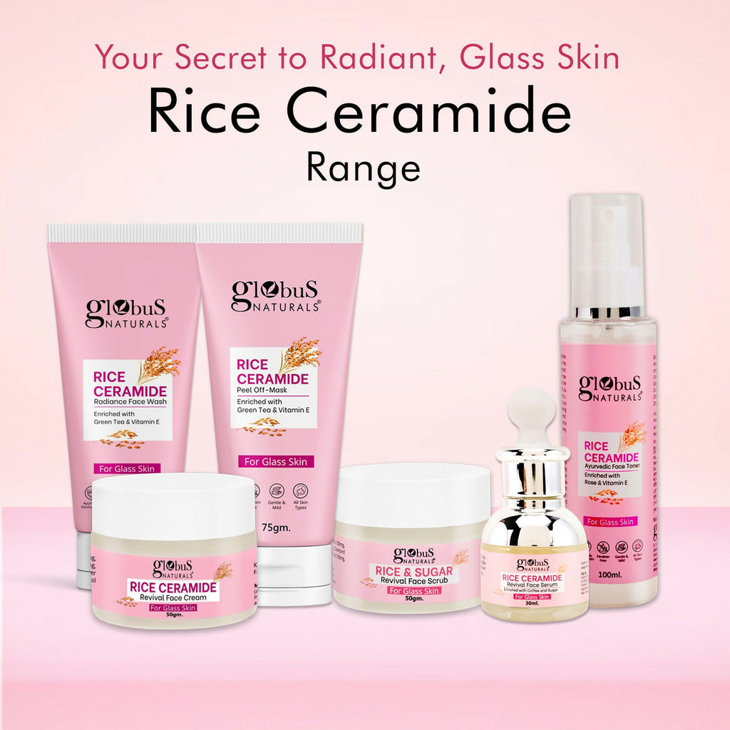 Globus Naturals Rice Ceramide Revival Face Cream, For Korean Glass Skin | Grocsy