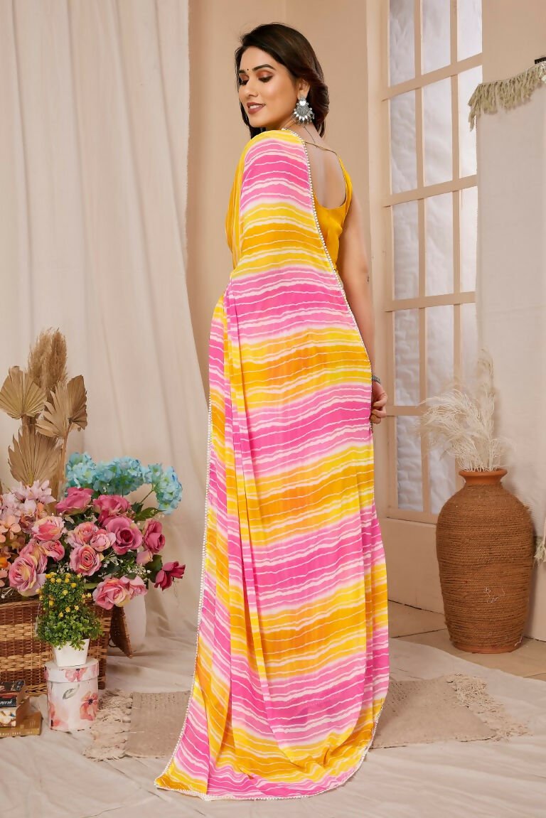 Aafreen Partywear Designer Lemon Georgette Fancy Ready Wear Saree | Grocsy