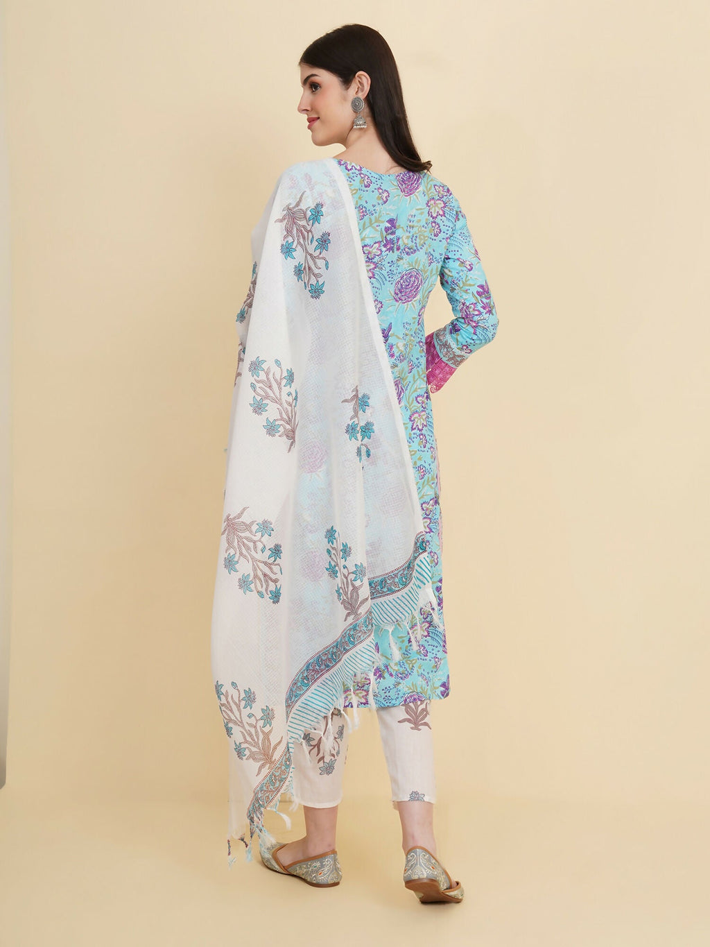 Designer Stylish skyblue Cotton Stitched Suit With Dupatta - Tanisha | Grocsy