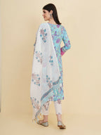 Designer Stylish skyblue Cotton Stitched Suit With Dupatta - Tanisha | Grocsy