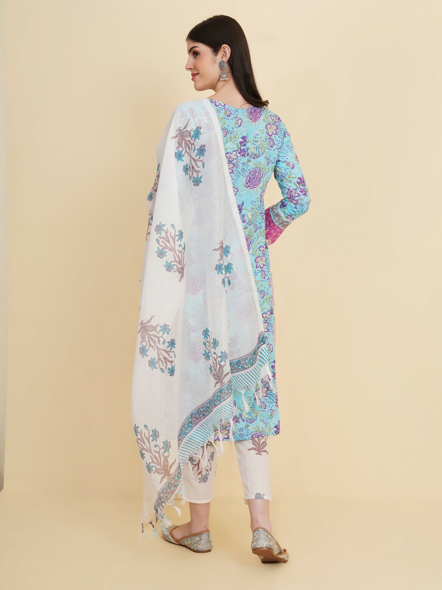Designer Stylish skyblue Cotton Stitched Suit With Dupatta - Tanisha | Grocsy