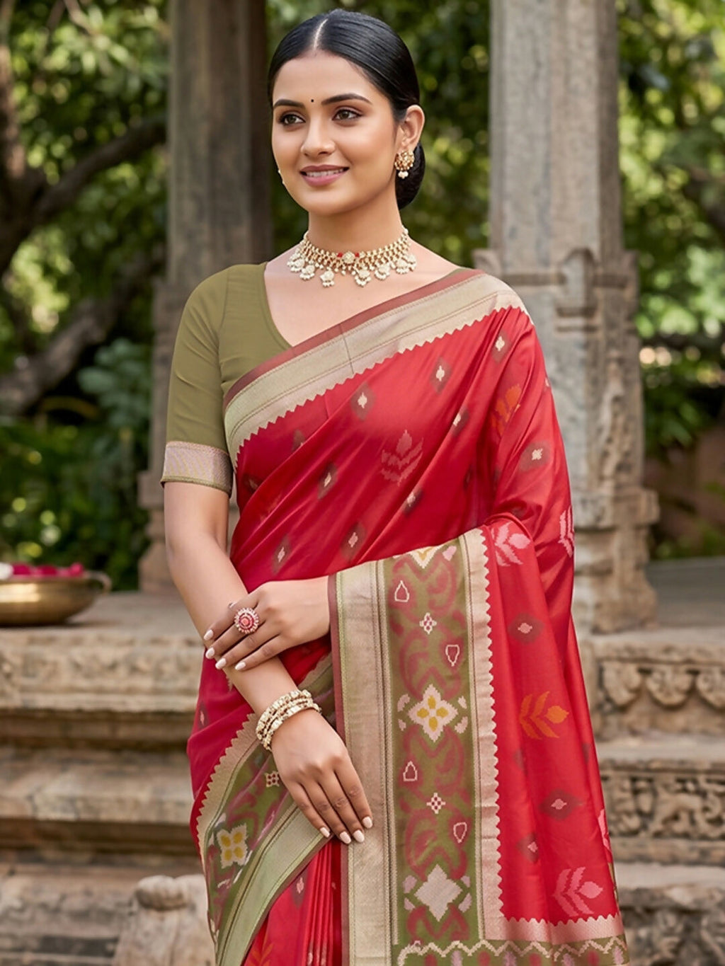 Shree Shyam Fashion Red Soft Silk Saree | Grocsy