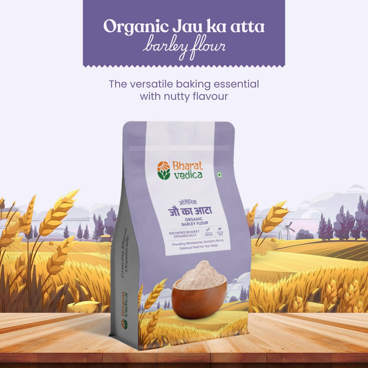 Bharat Vedica Organic Barley Flour | Stone-Ground & Fresh | Grocsy