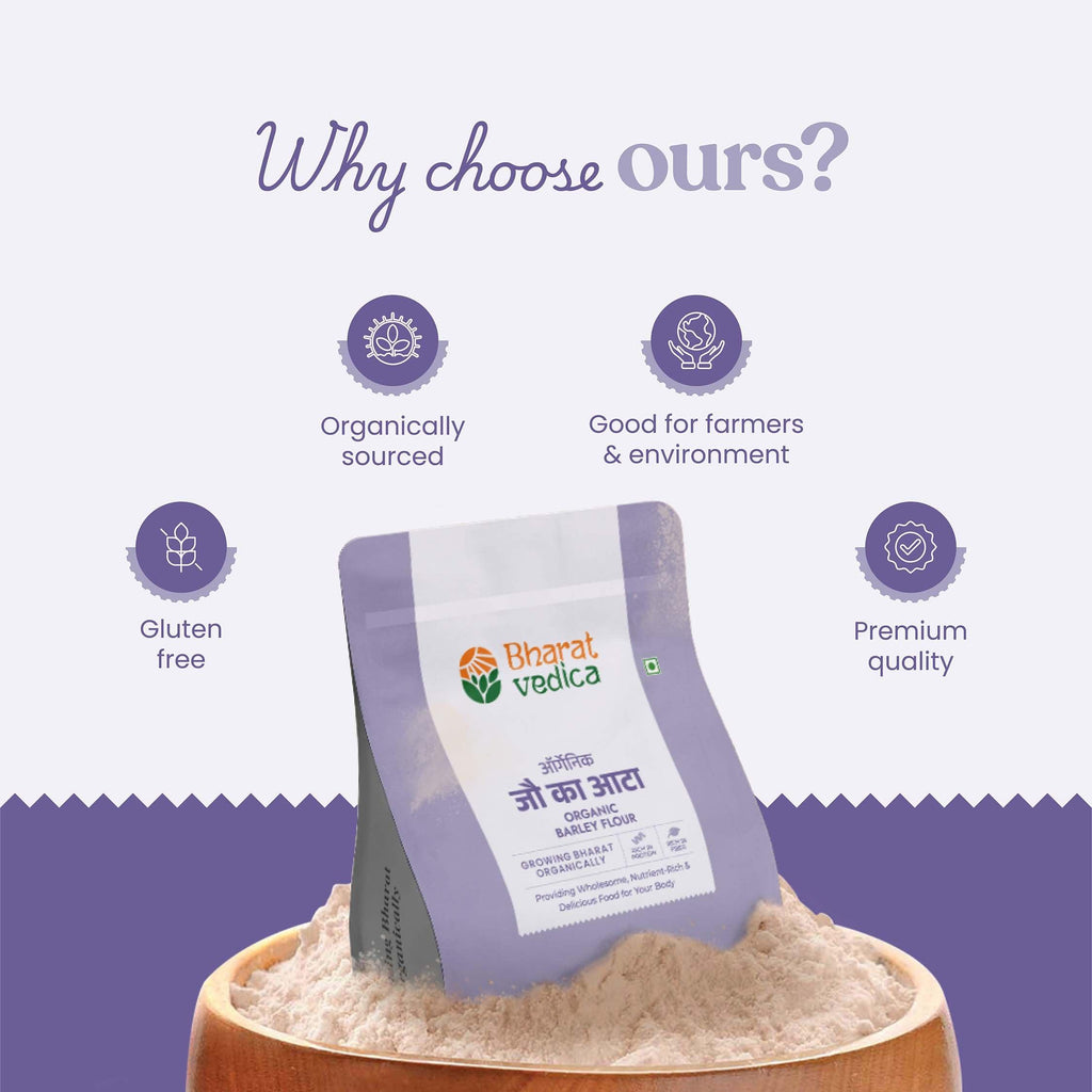 Bharat Vedica Organic Barley Flour | Stone-Ground & Fresh | Grocsy
