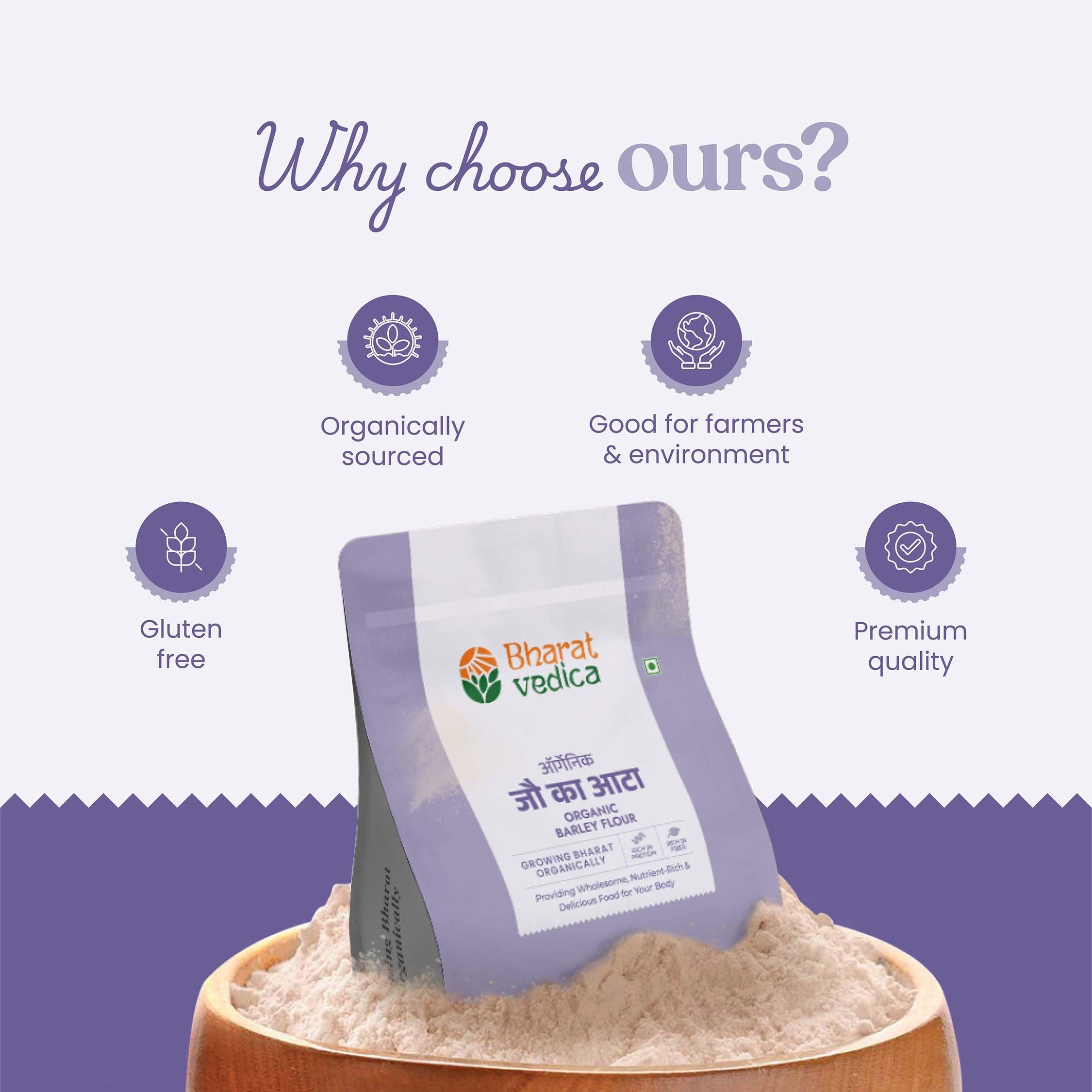 Bharat Vedica Organic Barley Flour | Stone-Ground & Fresh | Grocsy