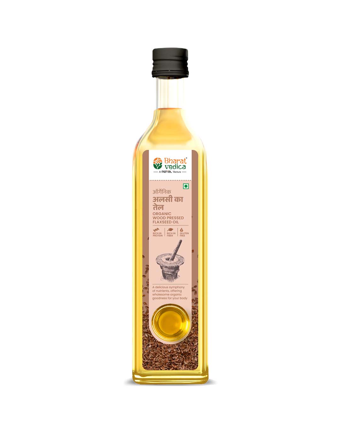 Bharat Vedica Organic Wood Pressed Flaxseed Oil - Organic Wood Pressed Alsi ka tel | Grocsy