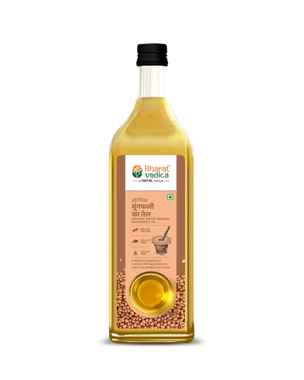 Bharat Vedica Organic Wood Pressed Groundnut Oil - Organic Wood Pressed Moongfali ka Tel | Grocsy