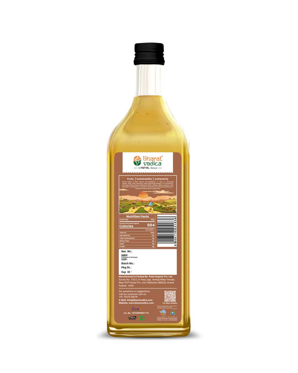 Bharat Vedica Organic Wood Pressed Groundnut Oil - Organic Wood Pressed Moongfali ka Tel | Grocsy