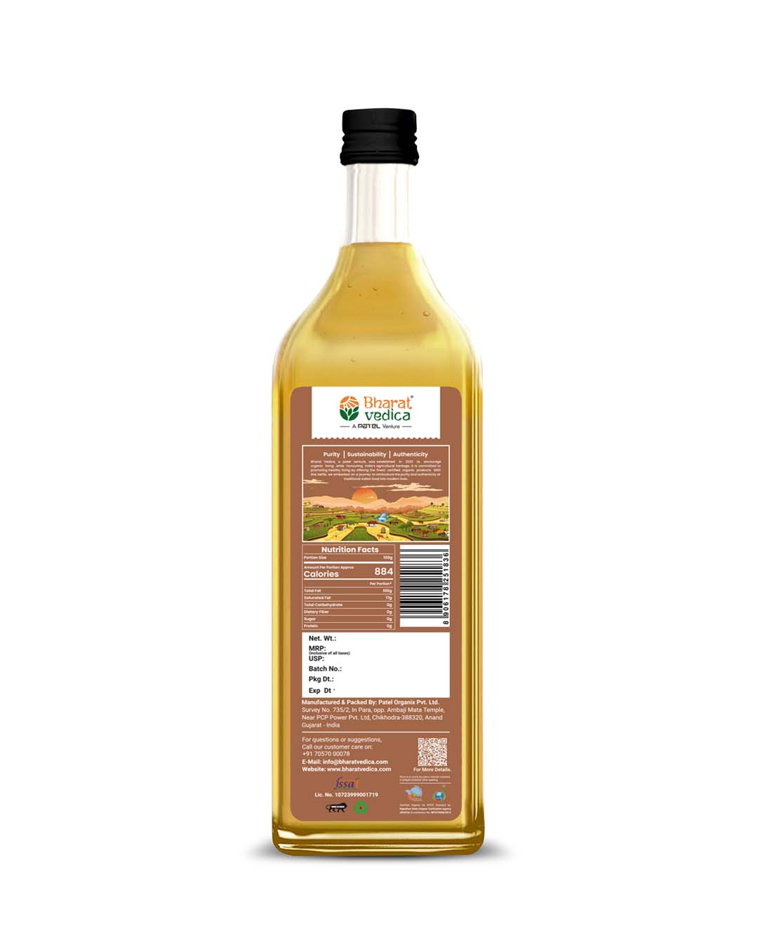 Bharat Vedica Organic Wood Pressed Groundnut Oil - Organic Wood Pressed Moongfali ka Tel | Grocsy