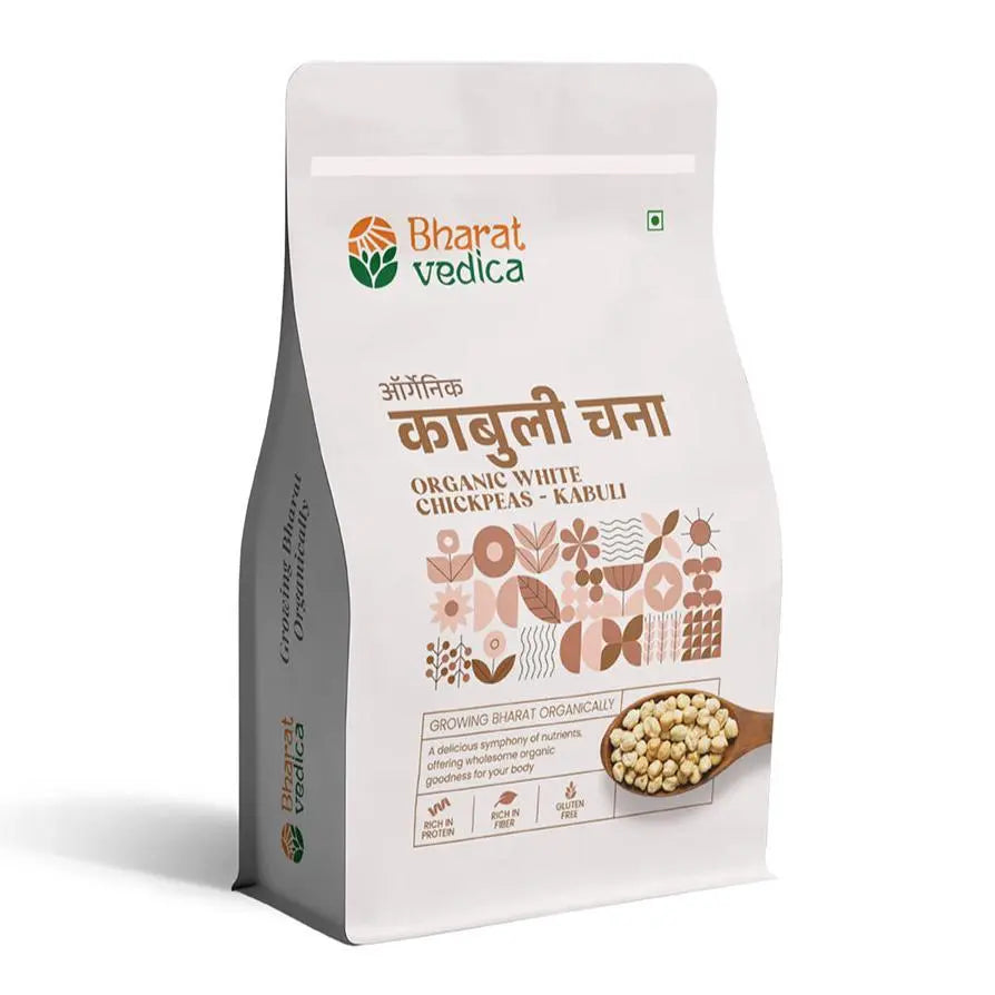 Bharat Vedica Organic White Chickpeas - Organic Kabuli Chana | Grocsy