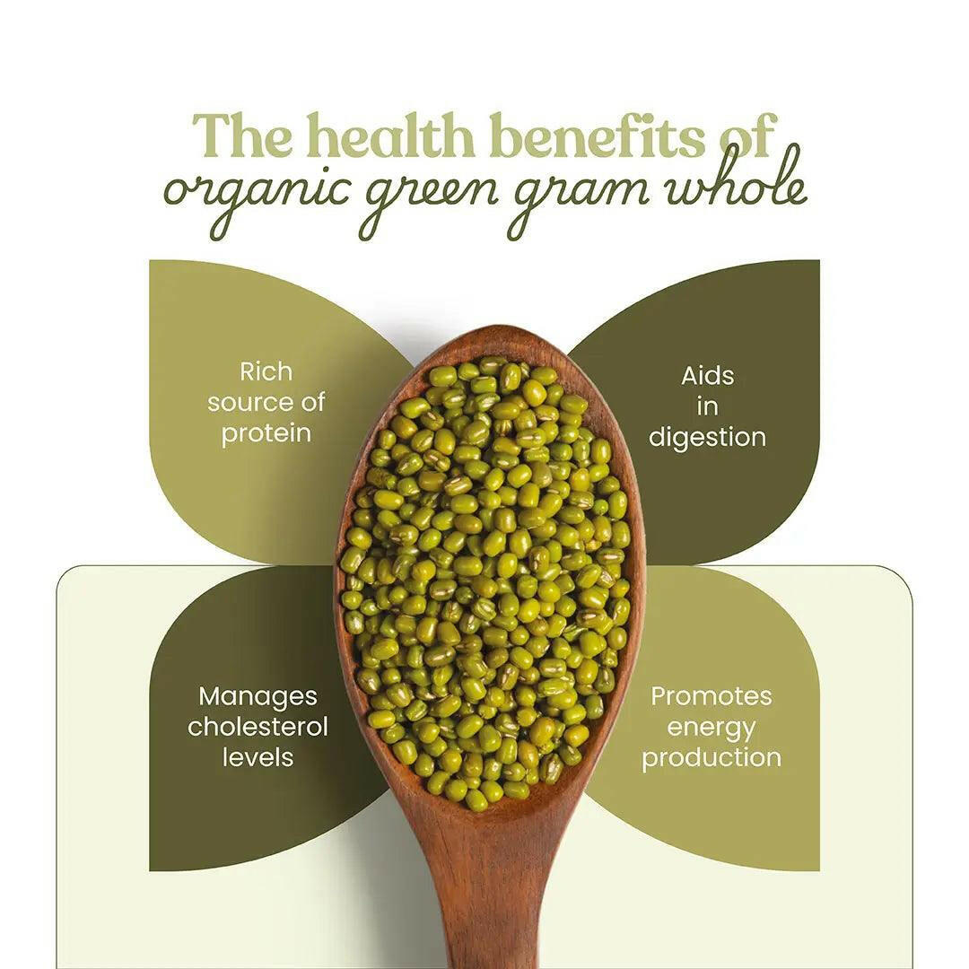 Bharat Vedica Organic Green Gram Whole - Organic Moong Dal Sabut | Grocsy