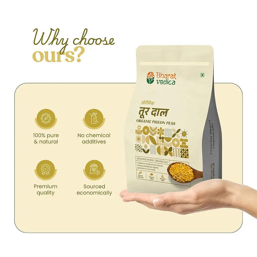 Bharat Vedica Organic Pigeon Peas - Organic Toor Dal | Grocsy