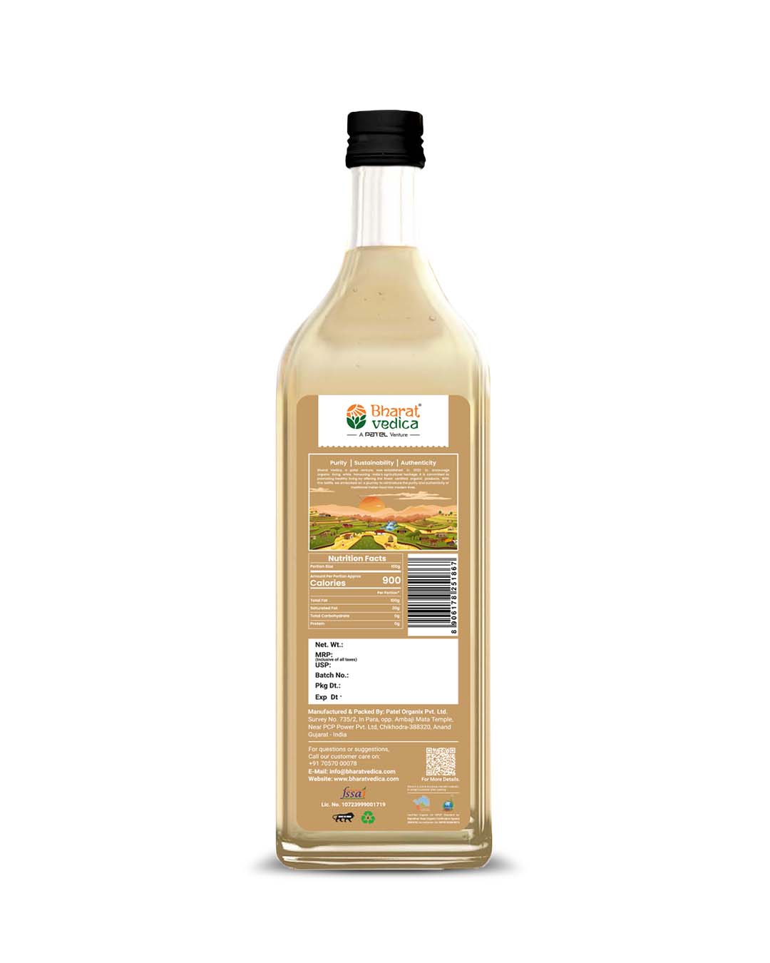 Bharat Vedica Organic Wood Pressed White Sesame Oil - Organic Wood Pressed Safed Til ka Tel | Grocsy