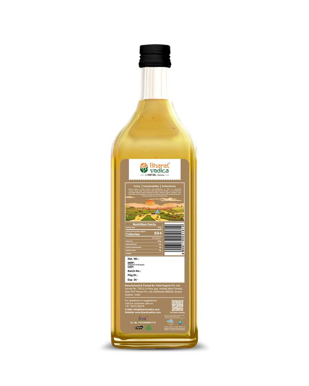 Bharat Vedica Organic Wood Pressed Yellow Mustard Oil - Organic Wood Pressed Pili Sarso ka Tel | Grocsy