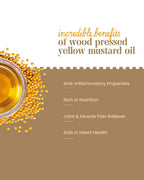 Bharat Vedica Organic Wood Pressed Yellow Mustard Oil - Organic Wood Pressed Pili Sarso ka Tel | Grocsy