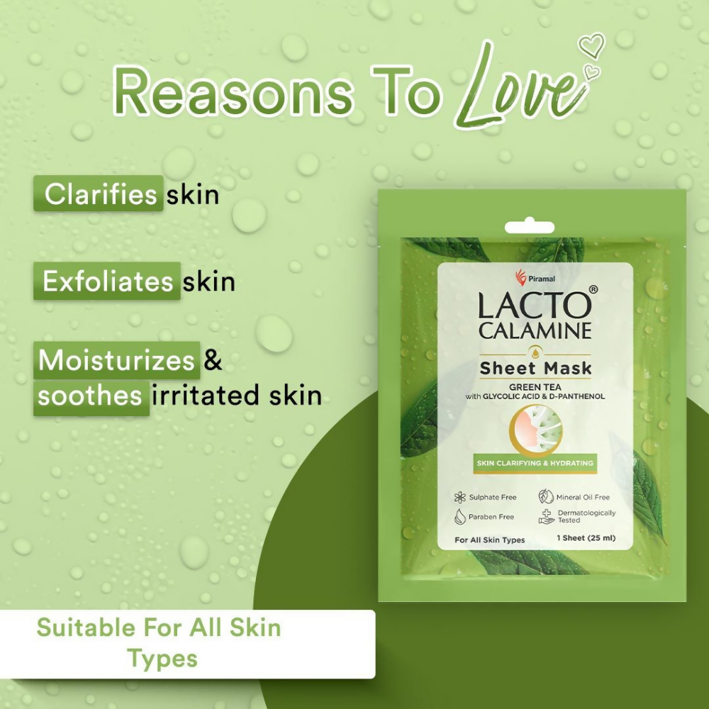 Lacto Calamine Green Tea Face Sheet Mask | Grocsy