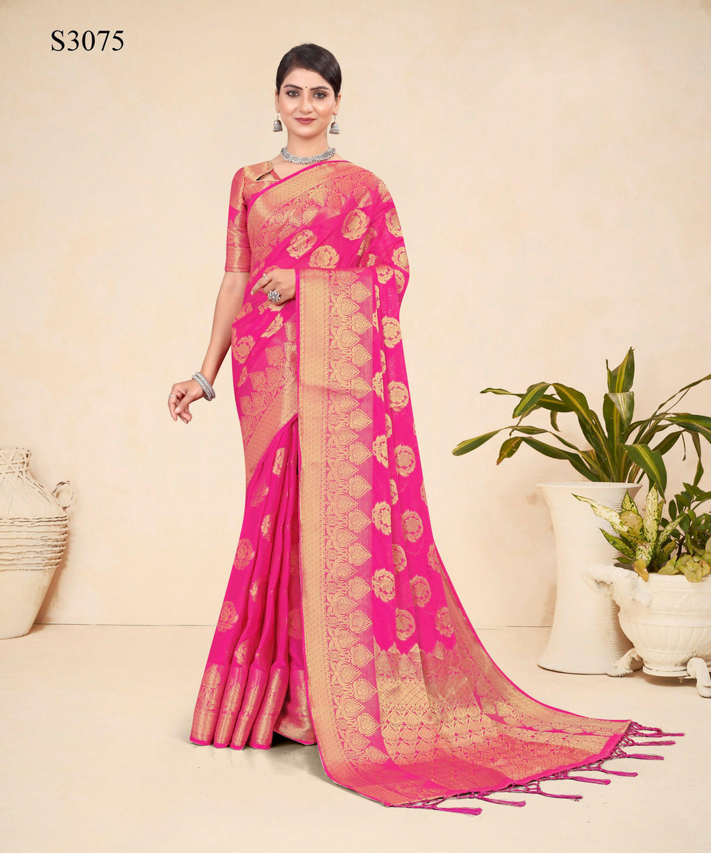 Pink Viscose Weaving Designer Saree - Vandini | Grocsy