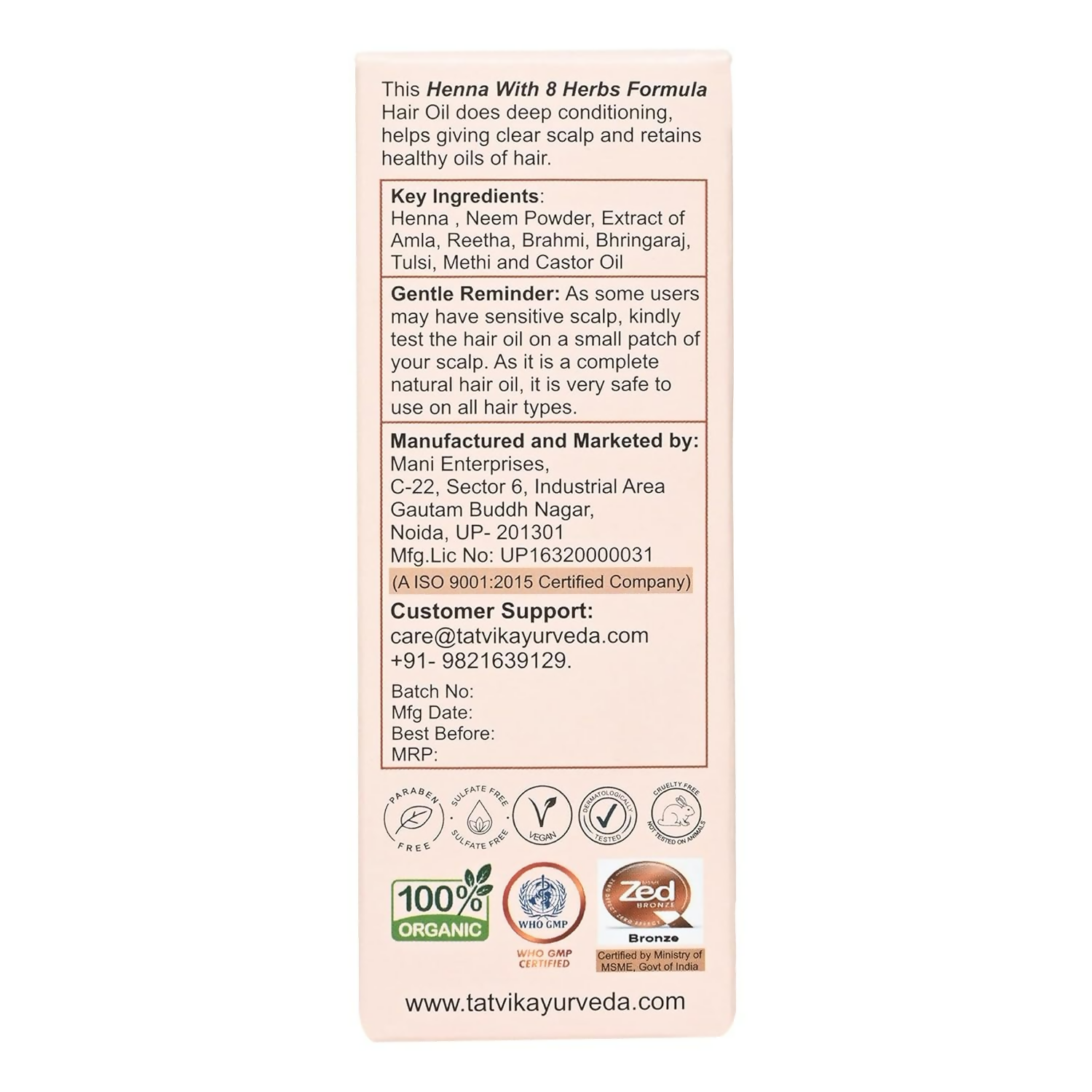 Tatvik Ayurveda Nirmalkesha Hair Oil (Henna With 8-Herbs) | Grocsy