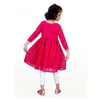 Akarshan viscose Lukhnowi Chikankari Anarkali kurta with leggings - Pink | Grocsy