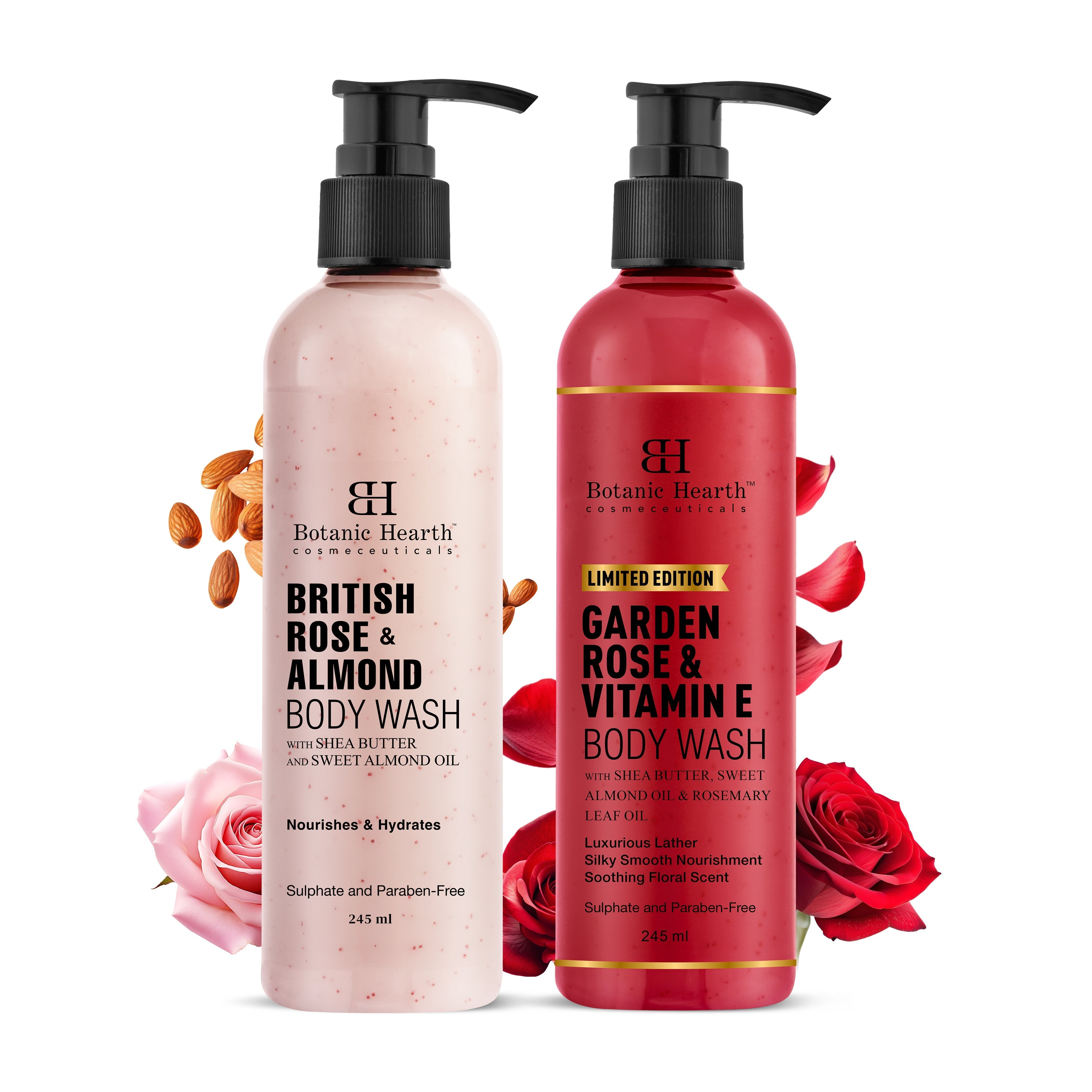Botanic Hearth Garden Rose Vitamin E & British Rose Almond BodyWash | Grocsy