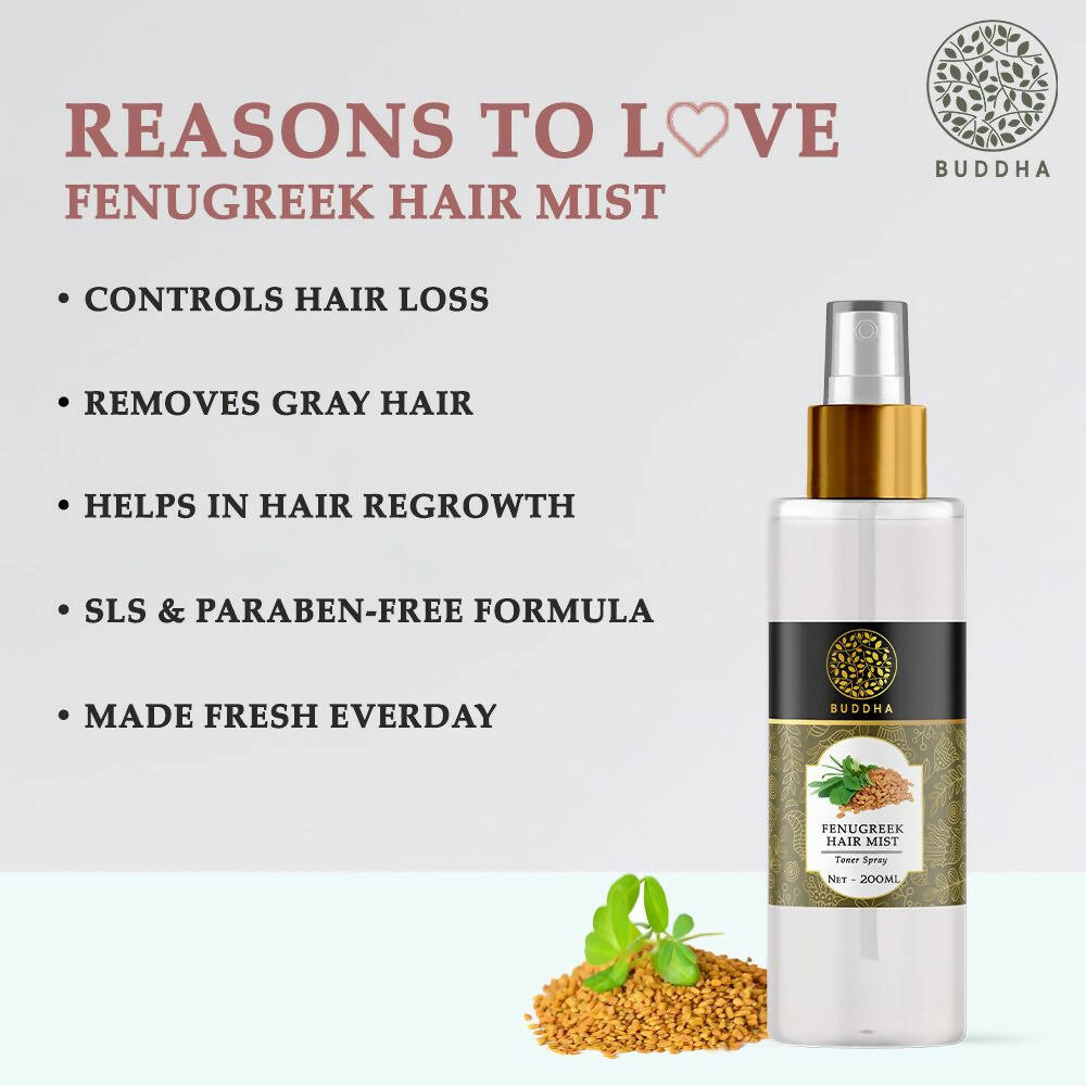 Buddha Natural Fenugreek Hair Vitalizer Spray Mist- Hair Thinning & Greying Hair Mist | Grocsy
