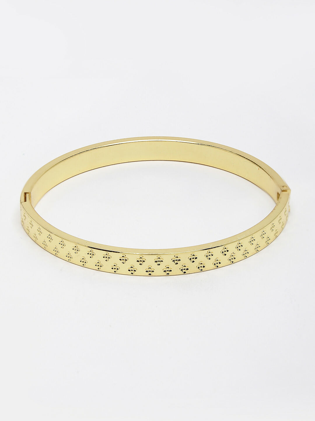NVR Men's Gold-Polished Stainless Steel Kada Bracelet