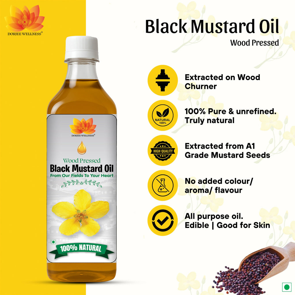 Dorjee Wellness Wood Pressed Black Mustard Oil | Grocsy