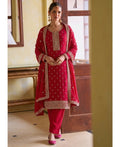 KC Rani Pink Georgette Straight Suit With Heavy Embroidery | Grocsy